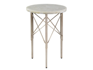 Lexington Artistica Home Bernard Round Spot Table - Transitional White Onyx Top With Elegant Iron Base In Champagne Leaf Finish Champagne Wood 2298-950