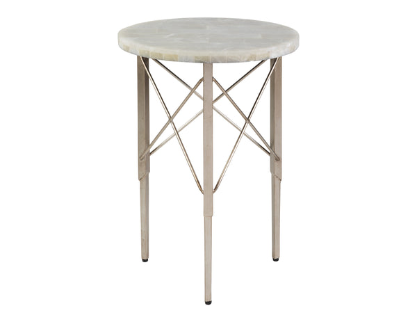 Lexington Artistica Home Bernard Round Spot Table - Transitional White Onyx Top With Elegant Iron Base In Champagne Leaf Finish Champagne Wood 2298-950