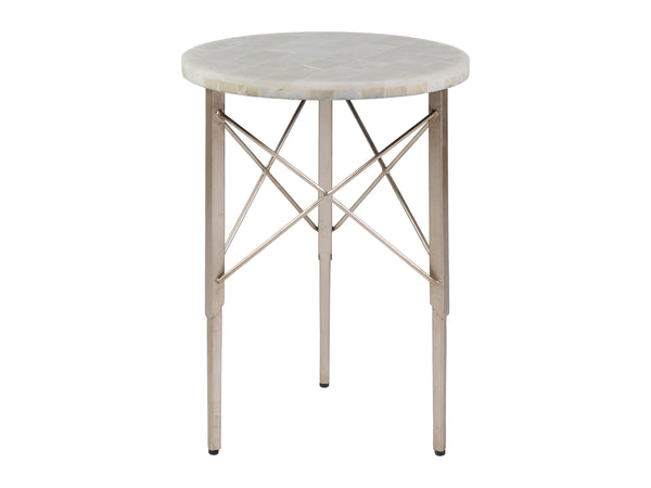 Lexington Artistica Home Bernard Round Spot Table - Transitional White Onyx Top With Elegant Iron Base In Champagne Leaf Finish Champagne Wood 2298-950