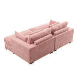 English Elm 89.76 Inch Double Sleeper Sofa Cloud Couch Soft Fluffy Fabric Upholstery With Square Armrests,Comfor Daybed With Over Wide Sofa Bed,Modern Beanbag For Living Room Apartment,Pink