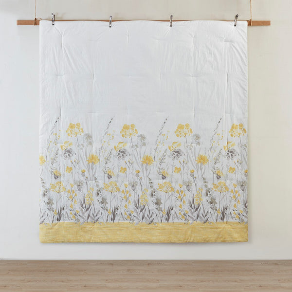 English Elm 5 Piece Seersucker Comforter Set with Throw Pillows Floral Cottage Farmhouse Microfiber Hypoallergenic Yellow 18.9 L x 23.62 W x 9.06 H B035P148357