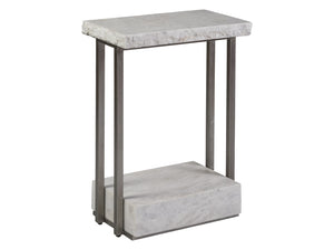 Lexington Artistica Home Kenzo Rectangular Spot Table - Contemporary Bianco Laguna Marble With Unique Silver Leaf Iron Base Silver Leaf Wood 2299-950