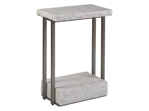 Lexington Artistica Home Kenzo Rectangular Spot Table - Contemporary Bianco Laguna Marble With Unique Silver Leaf Iron Base Silver Leaf Wood 2299-950