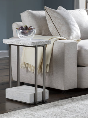 Lexington Artistica Home Kenzo Rectangular Spot Table - Contemporary Bianco Laguna Marble With Unique Silver Leaf Iron Base Silver Leaf Wood 2299-950