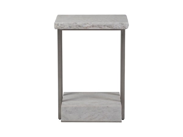 Lexington Artistica Home Kenzo Rectangular Spot Table - Contemporary Bianco Laguna Marble With Unique Silver Leaf Iron Base Silver Leaf Wood 2299-950