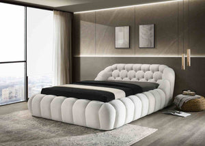 English Elm Modern Tufted Queen Platform Bed Upholstered Chenille Frame for Contemporary Bedroom B2741S00823