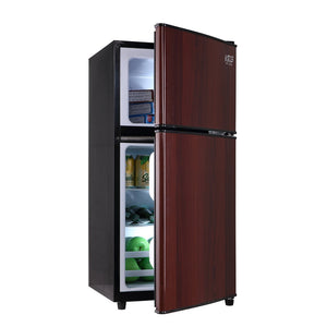 English Elm 3.5cu.ft Two Door Compact Mini Fridge Wood Finish Freezer Dorm Bar Office W1002P210657