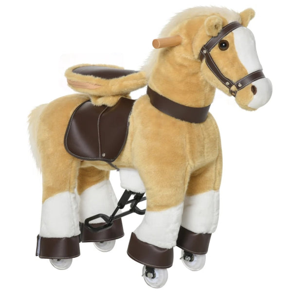 English Elm Walking Horse Ride on Toy Plush Pedal Pony with Wheels for Kids Ages 3 to 8 T3971P442210