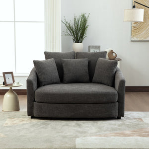 English Elm 56.3'' Oversized Barrel Lounger Chenille Cuddle Chair with Pocket Spring Deep Seat Gray W3118S00038