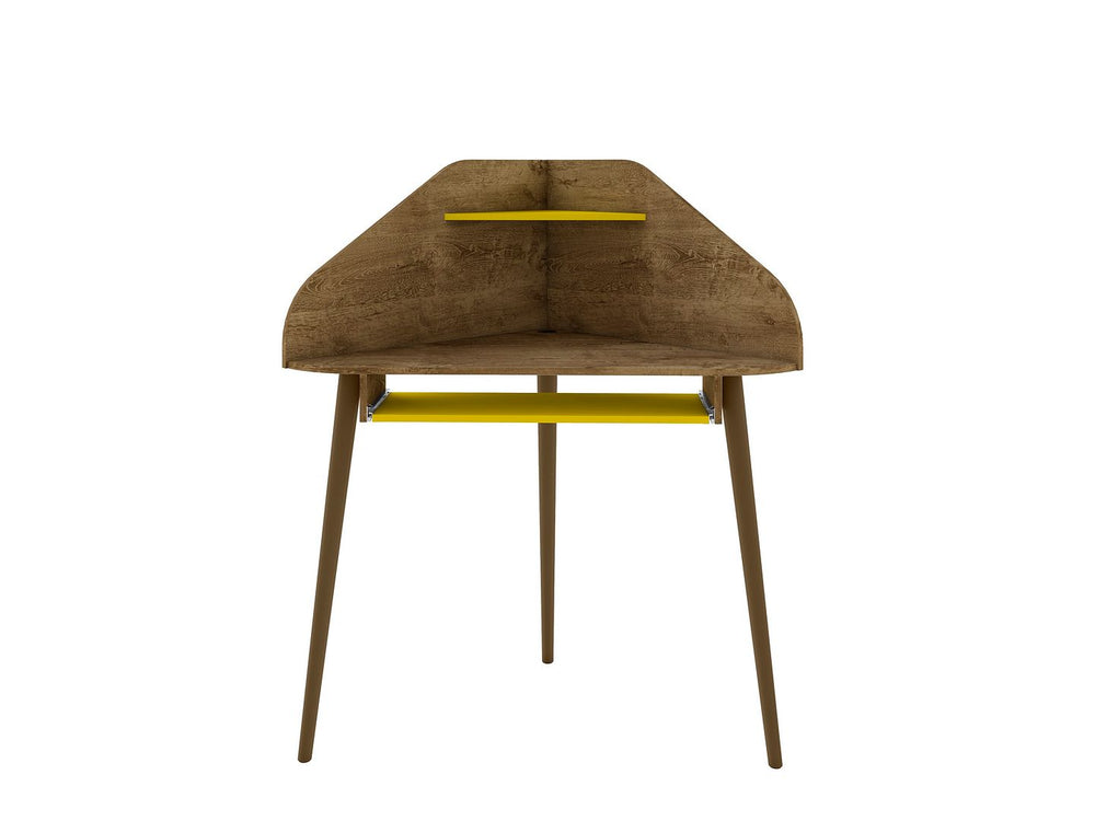 Bradley Corner Desk in Rustic Brown and Yellow 229BMC94 Manhattan Comfort