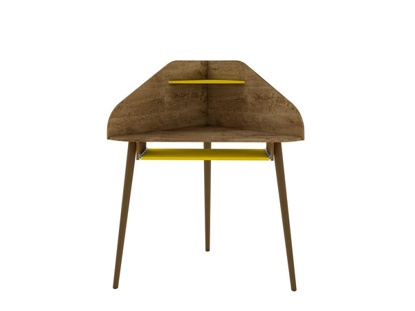 Bradley Corner Desk in Rustic Brown and Yellow 229BMC94 Manhattan Comfort