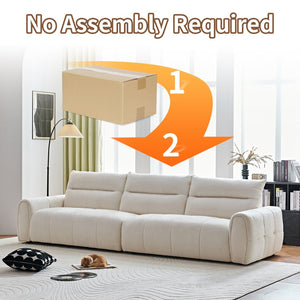 English Elm Premium Chenille High-back Sofa Solid Hardwood Frame Ergonomic Seat for Spacious Living Beige W1765S00137