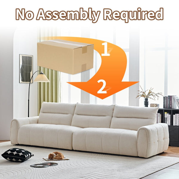 English Elm Premium Chenille High-back Sofa Solid Hardwood Frame Ergonomic Seat for Spacious Living Beige W1765S00137