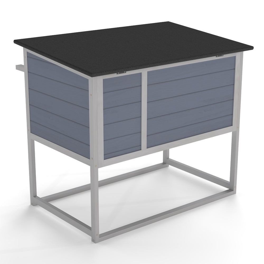 English Elm 2-tier Pine Rabbit Hutch on Wheels with Ramp Removable Tray and Openable Roof W2181P356242