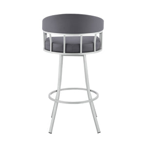 English Elm Velisse 30" Swivel Bar Stool In Slate Gray Faux Leather With Sturdy Silver Metal Base For Comfort B2736P268610-GIGA