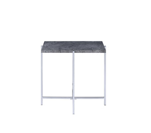 English Elm Adelae Sleek Faux Marble Top End Table with Chrome X-Base, Modern Durable MDF Design for Living Rooms B2726P271194