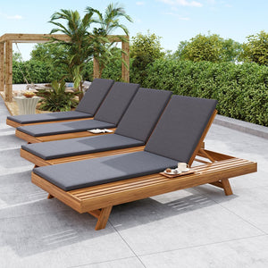 English Elm Christopher Knight Home® - Lounge Chaise Set – Stylish Acacia Wood With Dark Grey Water-Resistant Cushions For Outdoor Comfort N770P253442T_N770P253018G