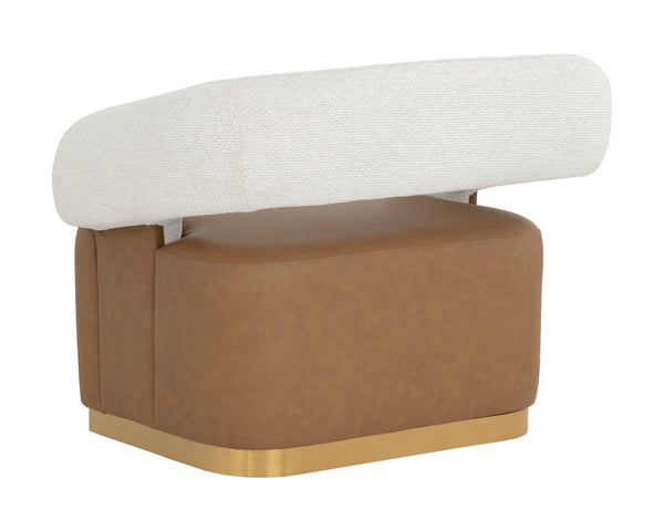 Sunpan Aggie Swivel Lounge Chair - Mid-century Accent With Copenhagen Olive Fabric & Gold Base Elegance Brown Fabric ,Faux Leather 111483