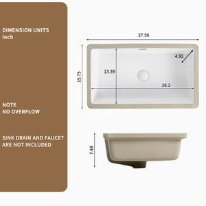 English Elm White Fireclay Farmhouse Kitchen Sink Deep Single Bowl Dual Mount Modern Design W3402P326516