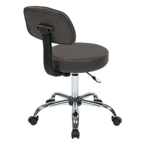 OSP Home Furnishings Pneumatic Drafting Chair with Chrome Base and Vinyl Seat for Studio or Counter Use Dillon Graphite ST235V-R111