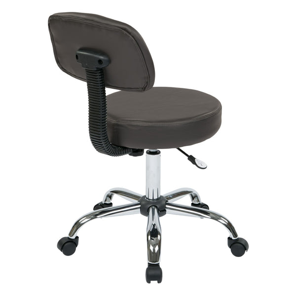 OSP Home Furnishings Pneumatic Drafting Chair with Chrome Base and Vinyl Seat for Studio or Counter Use Dillon Graphite ST235V-R111