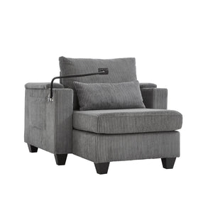 English Elm Convertible Chaise Lounge Sofa Chair With Usb Ports, Storage & Cup Holders – Ideal For Small Spaces! N719S002021E