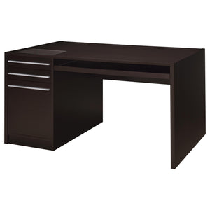 English Elm Halston Cappuccino 3-Drawer Desk with Keyboard Tray — 60" Modern Office Workstation, Sleek Storage, Ergonomic Design B062P344899
