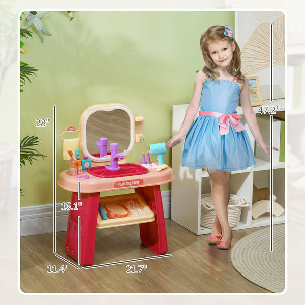 English Elm Qaba Kids Vanity Set - Interactive Toddler Makeup Table With Led Lights, Music & 23 Fun Accessories W2225P249754-GIGA