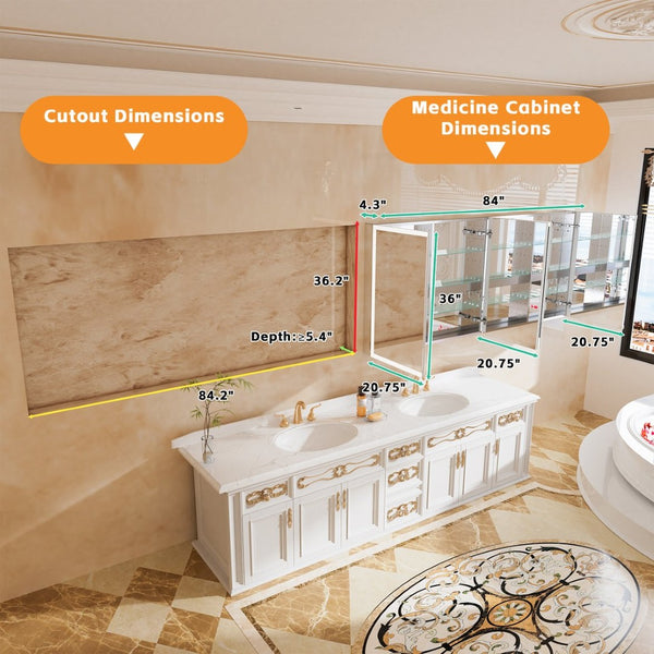 English Elm Lighted Aluminum Medicine Cabinet Smart Mirror with Anti-fog Led and Built-in Usb Outlet W5609P461522