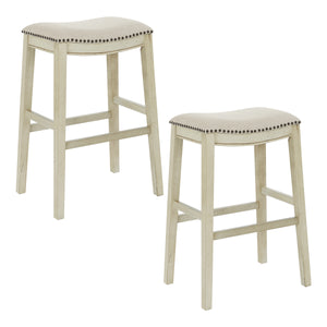 OSP Home Furnishings Saddle Stool 30" - Set of 2 Beige / Antique White