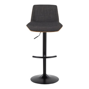 English Elm Adjustable Swivel Barstools Mid Century Walnut Accents Charcoal Seat Set of Two B202S02172