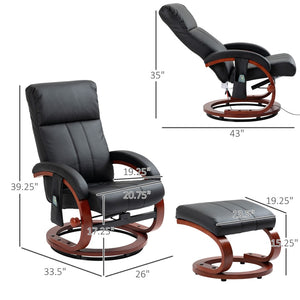 English Elm Vibration Massage Swivel Recliner with Ottoman Pu Leather Home Office Lounge Chair T3971P412312