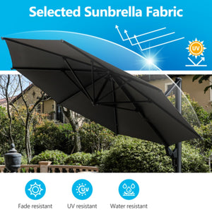 English Elm 11 Ft Cantilever Patio Umbrella Upf 50 Plus Aluminum Pole with Foot Pedal Rotation B082P454950