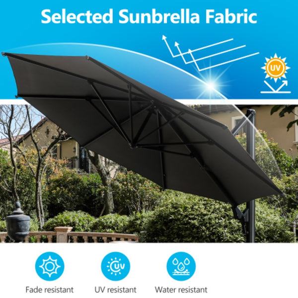 English Elm 11 Ft Cantilever Patio Umbrella Upf 50 Plus Aluminum Pole with Foot Pedal Rotation B082P454950