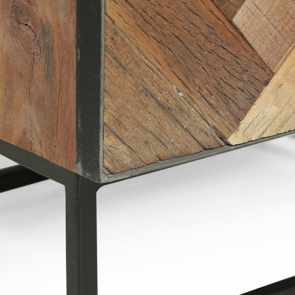 English Elm Christopher Knight Home® - NIGHT Handcrafted Recycled Wood Nightstand with Zig-Zag Slat, Iron Frame, Boho Storage Charm 68579.00