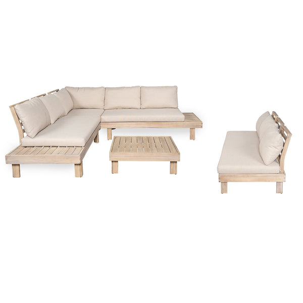 English Elm Christopher Knight Home® - Topia Acacia 8-Seater Sofa Set - Handcrafted Outdoor Conversation Set With Water-Repellent Cushions N773OS00075S
