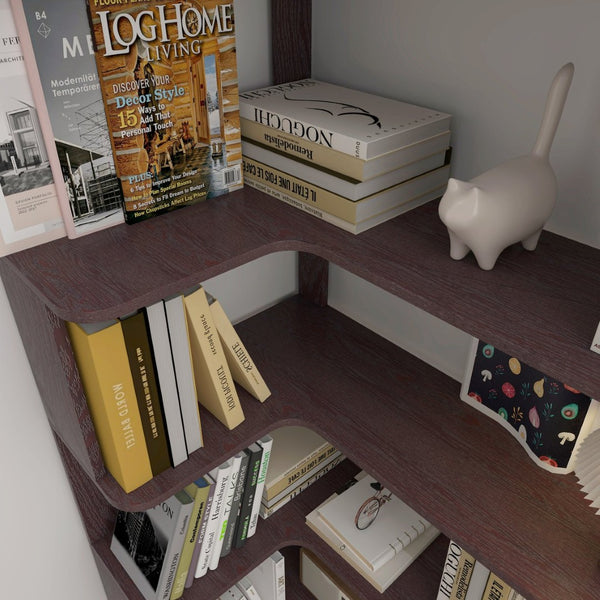 English Elm 90cm L-shaped Corner Bookcase Open Mdf Shelving Unit for Office or Bedroom W2899P444158