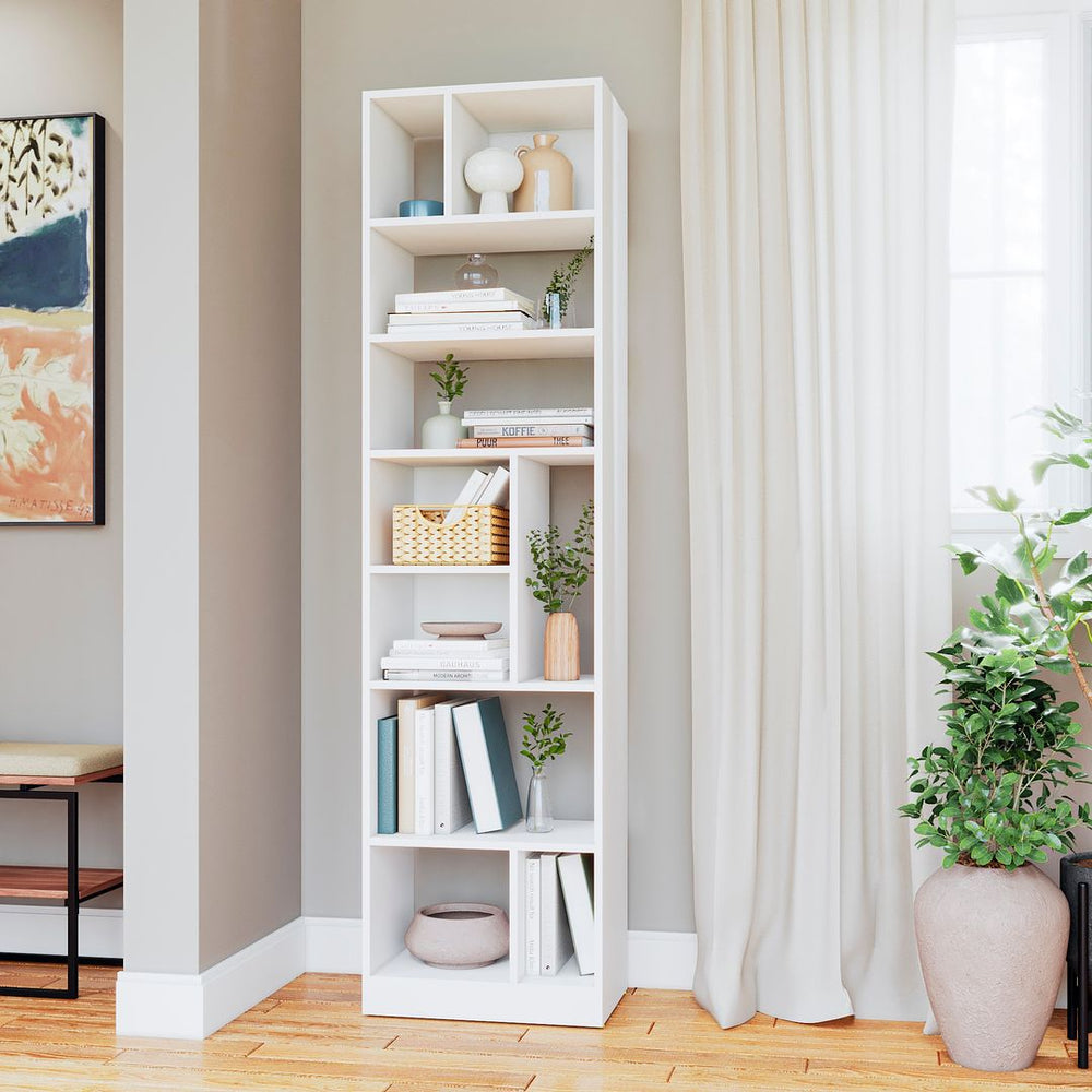 Manhattan Comfort Valenca Mid-Century Modern Bookcase White 22AMC6