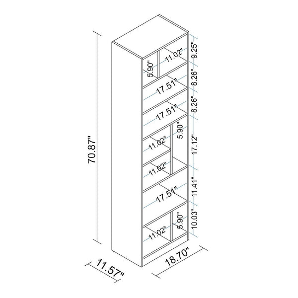 Manhattan Comfort Valenca Mid-Century Modern Bookcase White 22AMC6