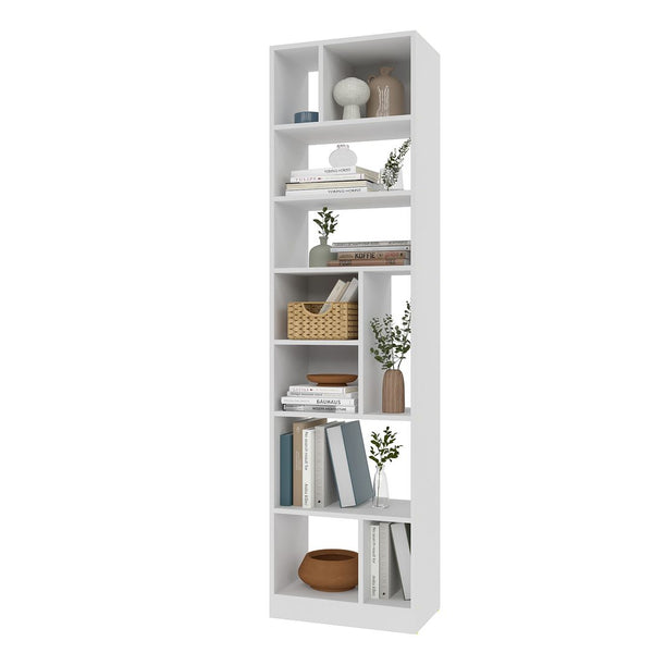 Manhattan Comfort Valenca Mid-Century Modern Bookcase White 22AMC6