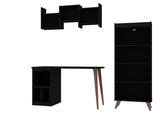 Manhattan Comfort Hampton Mid-Century Modern 3- Piece Home Office Set Black 22PMC70