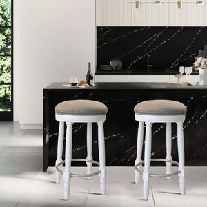 English Elm AGODY 26" Counter Swivel Bar Stools Set of 2 with Cushioned Fabric Seats, Iron Footrest, 300lb Capacity W2170P208071