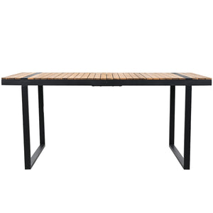 English Elm 7 Piece Outdoor Dining Set with Acacia Wood & Steel Frame, Water-Resistant Cushions, Umbrella Hole Grey N719Z000140E