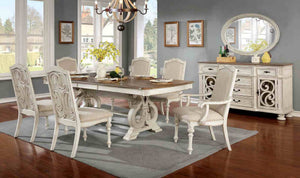 English Elm Rustic 2Pc Arm Chairs Set With Upholstered Seats, Vintage Wood Inlay, Antique White Finish For Dining Room B2741P408867-GIGA