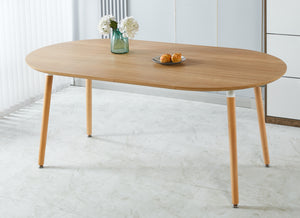 English Elm Extensible modern expandable dining and office table with sturdy wood legs, MDF top, easy assembly, versatile design Oak W234P254260