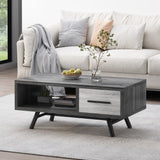 Christopher Knight Home® Mid-Century Modern Coffee Table with Storage, Faux Wood Finish & Iron Legs