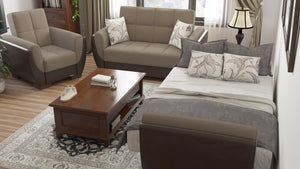 English Elm Primenest Skyhaven Upholstered Convertible Armchair With Storage - Stylish Beige/Brown Design! B030P286170-GIGA