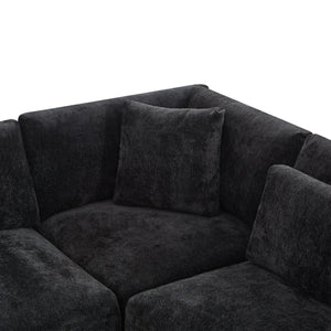 English Elm Christopher Knight Home® - 7-Piece Reversible Modular Corner Sectional In Chic Black Fabric - Versatile Seating For Modern Homes N771P345839_N771P345840_N771P345841_N771P345842H