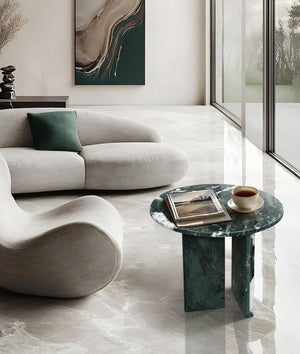 English Elm Green Natural Marble Coffee Table – Elegant 17.7" Accent Table For Living Room & Modern Decor W1696P314929