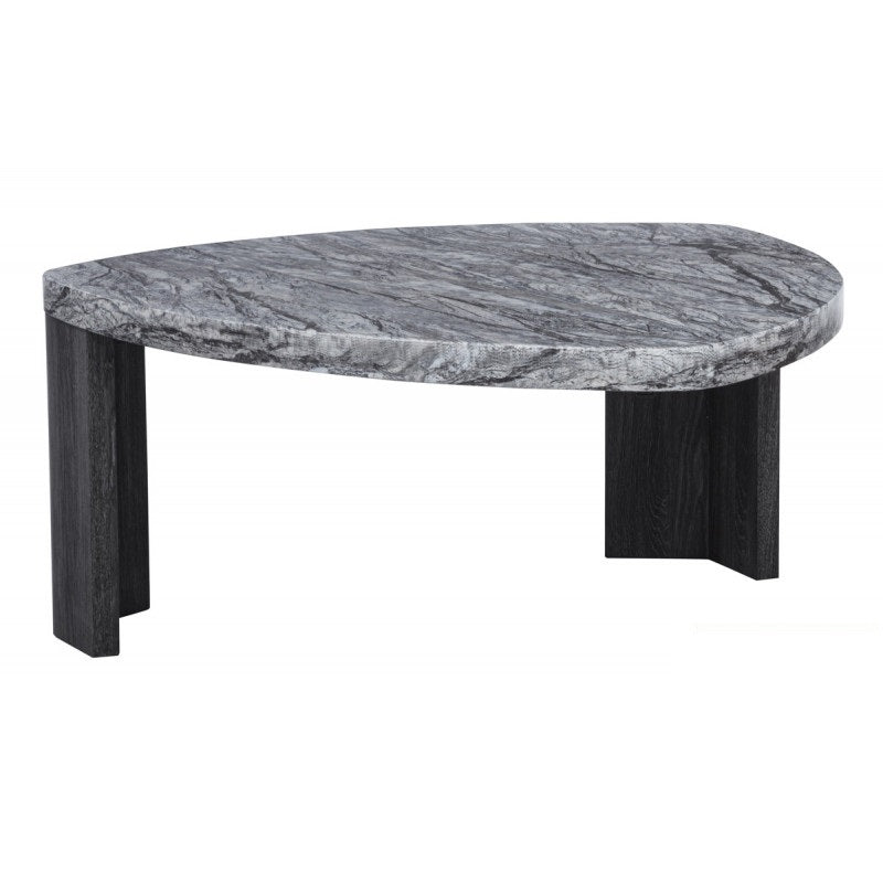 English Elm Granite 2-Piece Gray Marble-Look Nesting Coffee Table Set — Space-Saving Modern Sofa Side Tables B011P356298